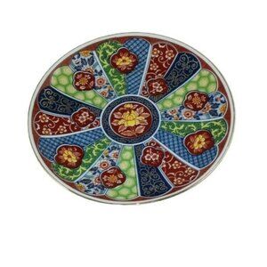 Japanese Imari Ware Decorative Plate 8" Floral Geometric Design Collectors Item